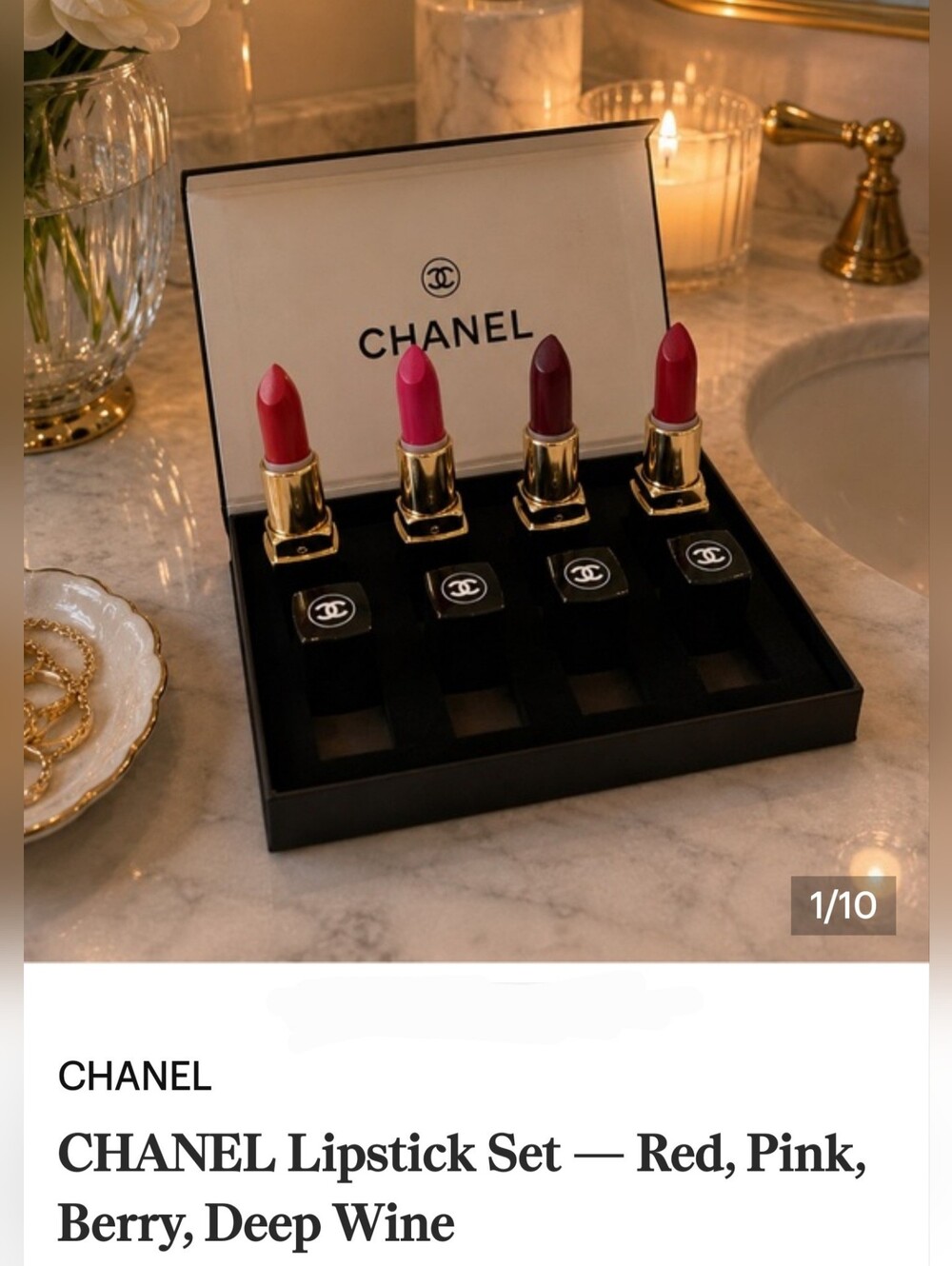 CHANEL Four-Shade Lipstick Set — Red, Pink, Berry, Deep Wine